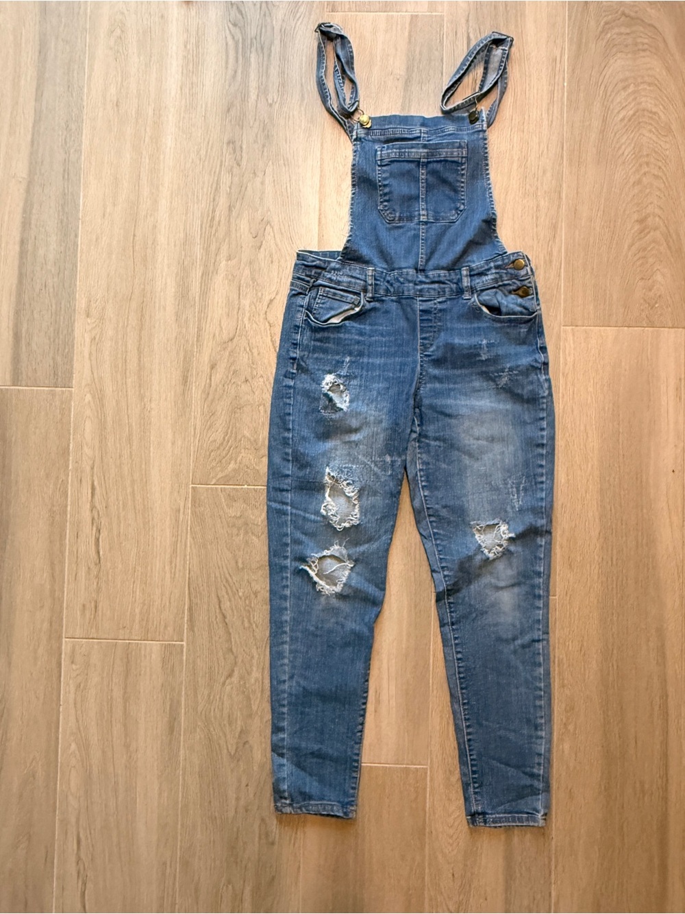 Women’s Wax Distressed Blue Denim Overalls - Women's Jeans size M